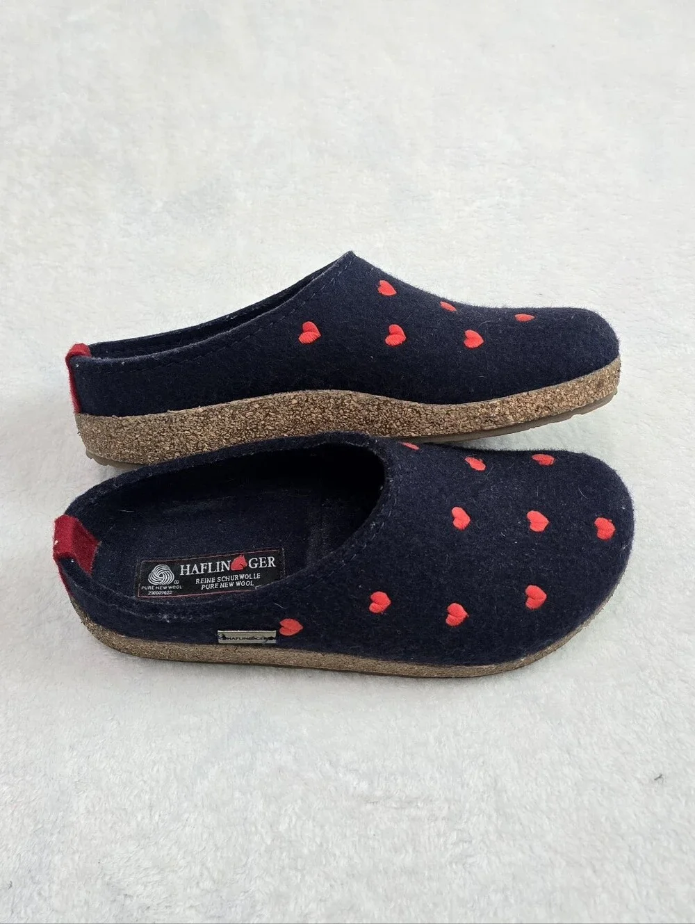 Women's Haflinger Grizzly Couricini Slippers Heart Clogs Wool Shoes Size 8 Flats - Picture 4 of 9